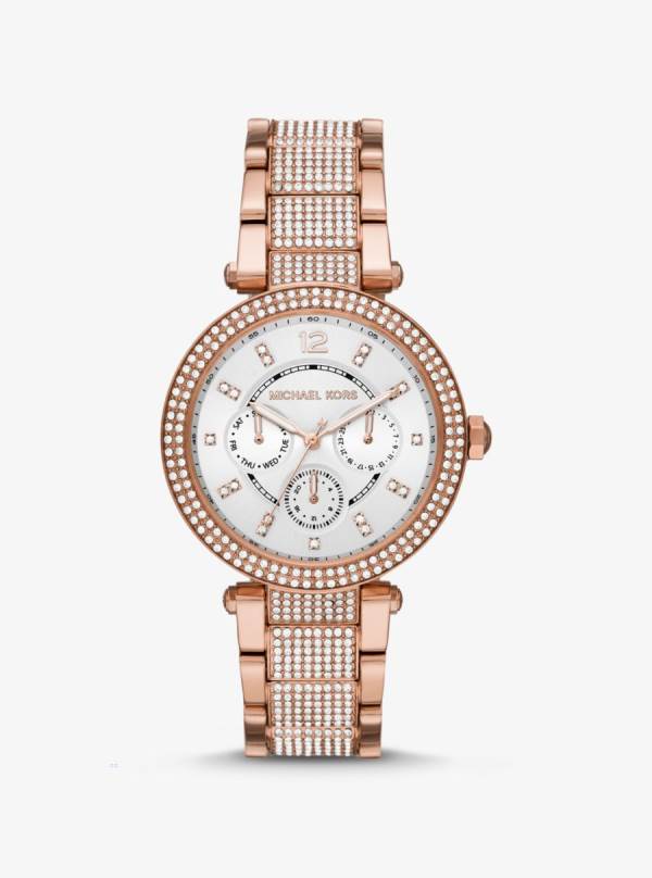 Damske Rose Gold-tone Hodinky Michael Kors Oversized Parker Pavé Ruzove Zlate - Hodinky Michael Kors Akcia | CXVTA-9167